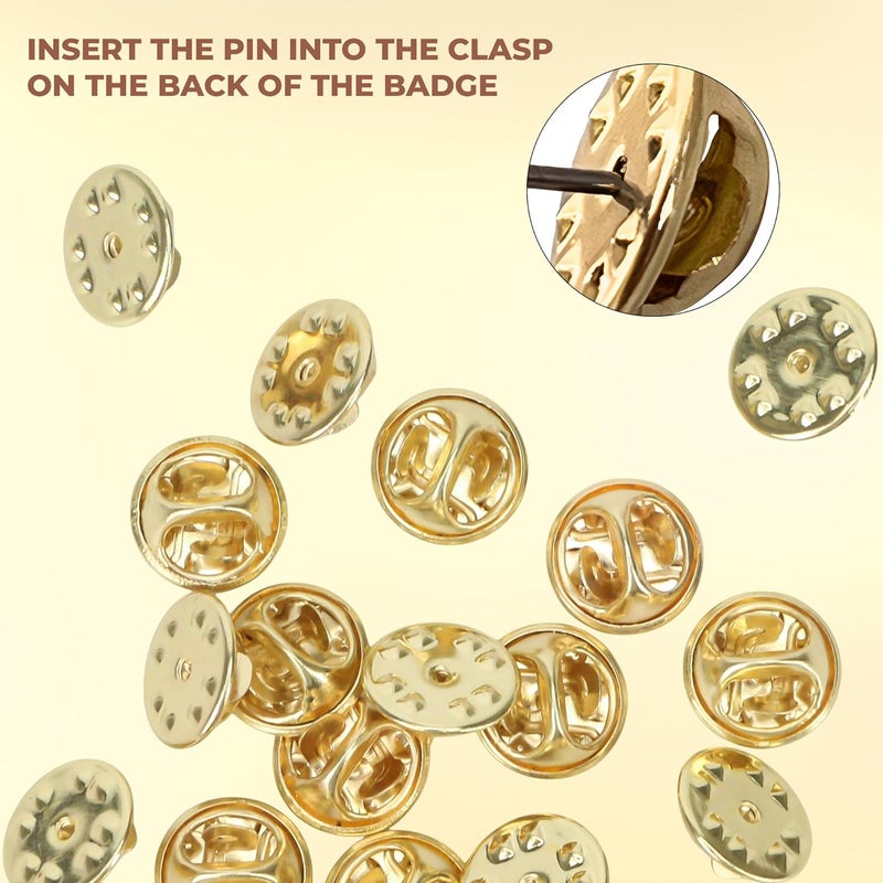 KH866 Name Tag Pin Backs – Military Brass Butterfly Clutch Metal Locking Clips for Badge Brooch Tie Hat – Durable 25 pcs Gold Set, Perfect for Collectors & Insignia Spare Replacement - Image 3